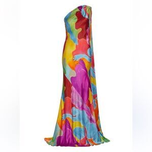 Alejandra Alonso Rojas Draped One-Shoulder Gown Small Multi